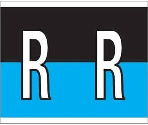 1-1/2" H x 1-1/4" W Black/Blue Kardex PSF-139 Compatible 1-1/4" Alpha Labels 'R' (500/Roll) - TBBS-139-R