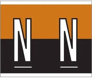 1-1/2" H x 1-1/4" W Brown/Black Kardex PSF-139 Compatible 1-1/4" Alpha Labels 'N' (500/Roll) - TBBS-139-N