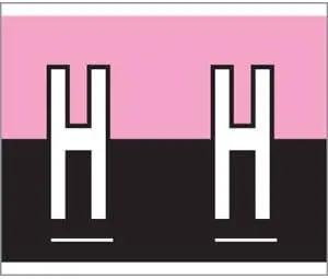 1-1/2" H x 1-1/4" W Pink/Black Kardex PSF-139 Compatible 1-1/4" Alpha Labels 'H' (500/Roll) - TBBS-139-H