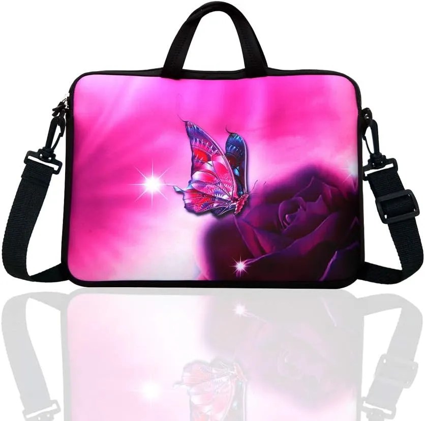 10-Inch Laptop Shoulder Bag Sleeve Case with padded handle for 9.6” 9.7" 10" 10.1" 10.5" Ipad/Netbook/Tablet/Reader (Butterfly)