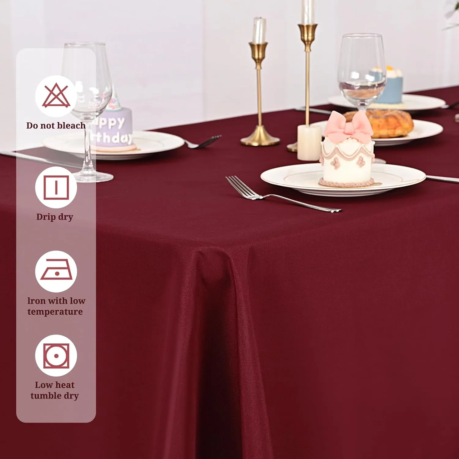 10 Pack 60 x 126 Inch Rectangle Tablecloth, Burgundy Tablecloth for 8 Feet Rectangle Tables, Stain and Wrinkle Resistant Washable Fabric Table Cloth for Wedding Dining Table Buffet Parties Camping
