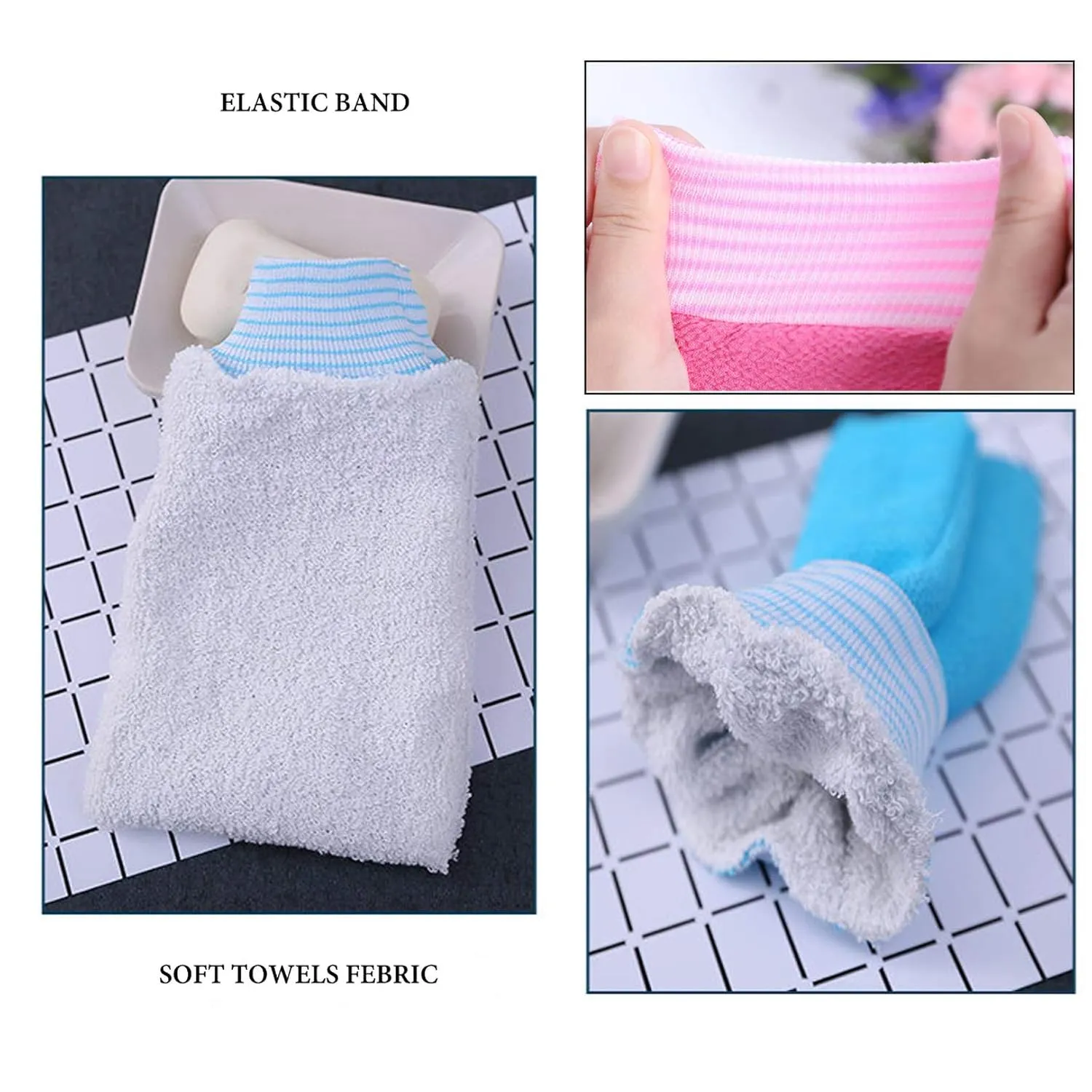 10 PACK Exfoliating Bath Gloves for Men Women Exfoliator Scrub Towel Removing Dead Skin Hammam Shower Mitt - PINK