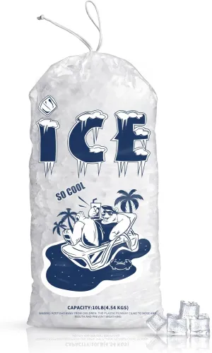 100 Pack Ice Bags 10 lb, Heavy-Duty Ice Bags with Drawstring(2 Mils Thickness)