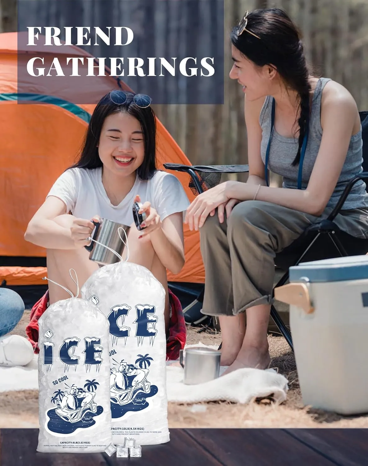 100 Pack Ice Bags 10 lb, Heavy-Duty Ice Bags with Drawstring(2 Mils Thickness)