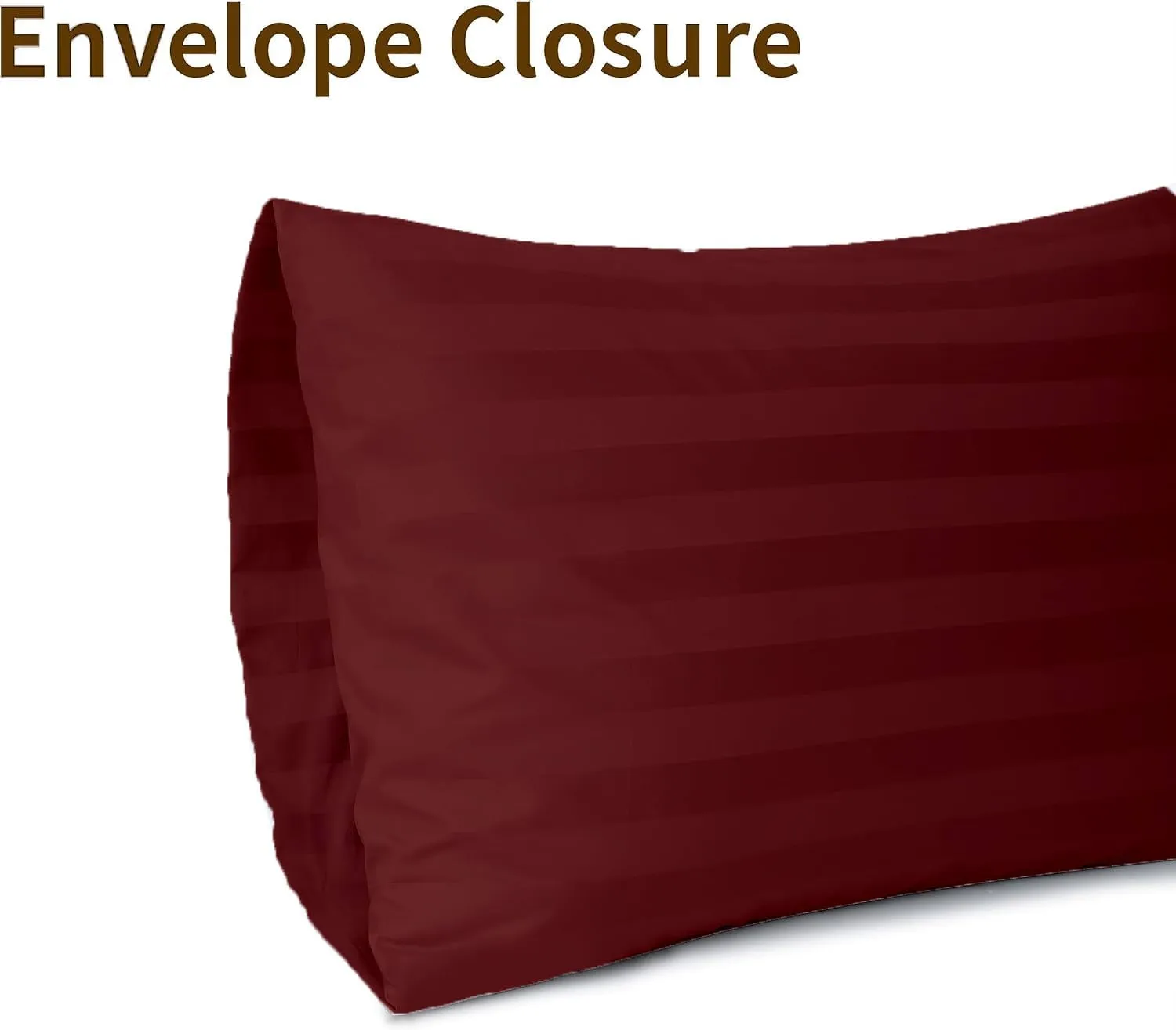 100% Pima Cotton Pillow Cases Set of 2, Standard Size 500 Thread Count Cooling & Soft Pillowcases, Pillow Covers with Envelope Closure, 20x26 Inches, Burgundy Stripe