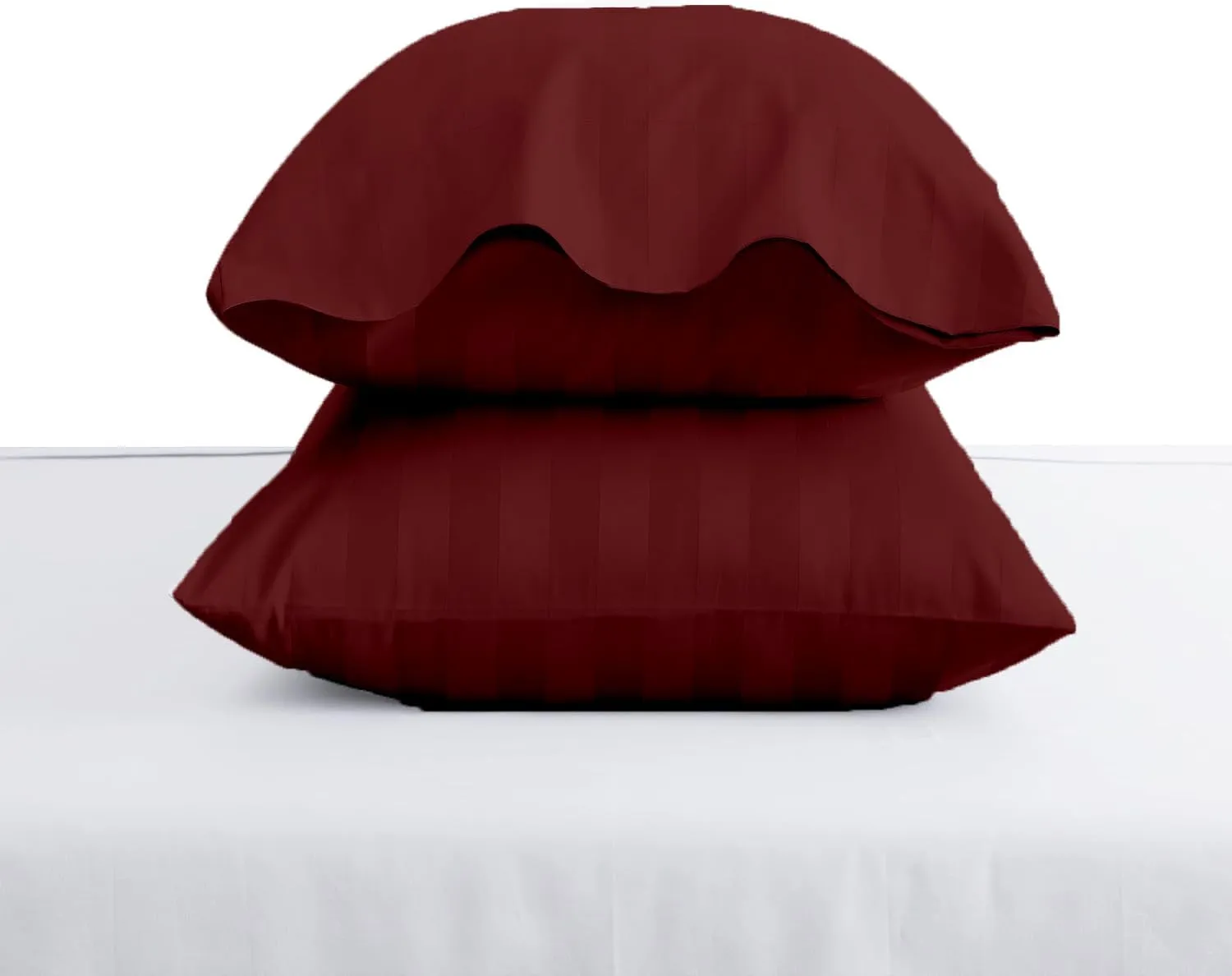 100% Pima Cotton Pillow Cases Set of 2, Standard Size 500 Thread Count Cooling & Soft Pillowcases, Pillow Covers with Envelope Closure, 20x26 Inches, Burgundy Stripe