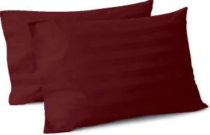 100% Pima Cotton Pillow Cases Set of 2, Standard Size 500 Thread Count Cooling & Soft Pillowcases, Pillow Covers with Envelope Closure, 20x26 Inches, Burgundy Stripe