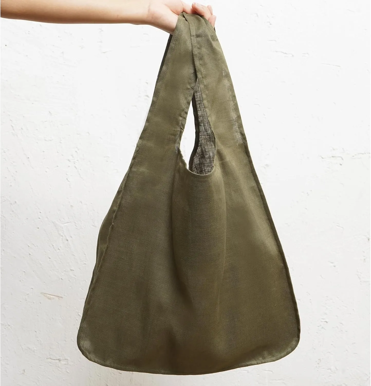 100% Pure Linen Reusable Grocery Bags Shoulder Shopping Bags with Handles, Foldable Grocery Tote Bags