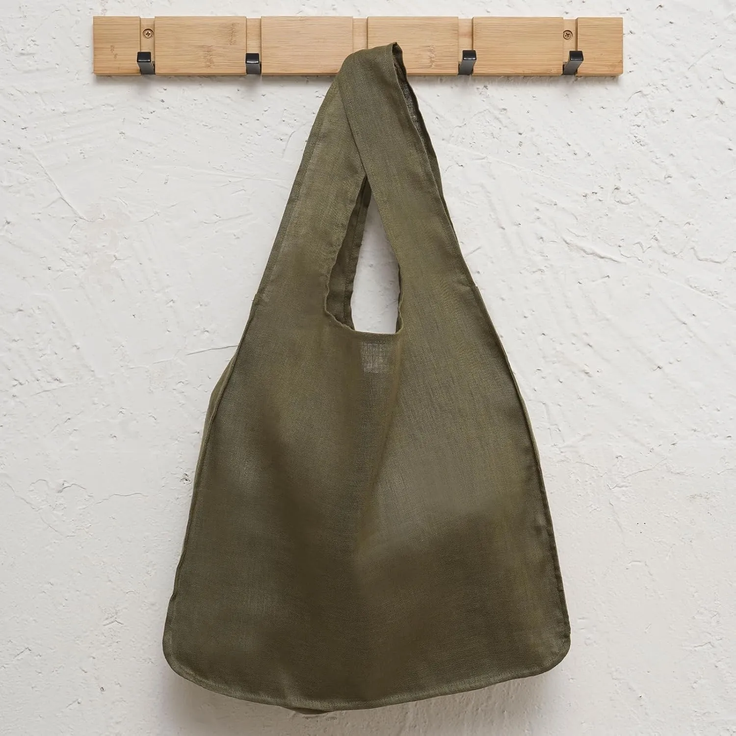 100% Pure Linen Reusable Grocery Bags Shoulder Shopping Bags with Handles, Foldable Grocery Tote Bags