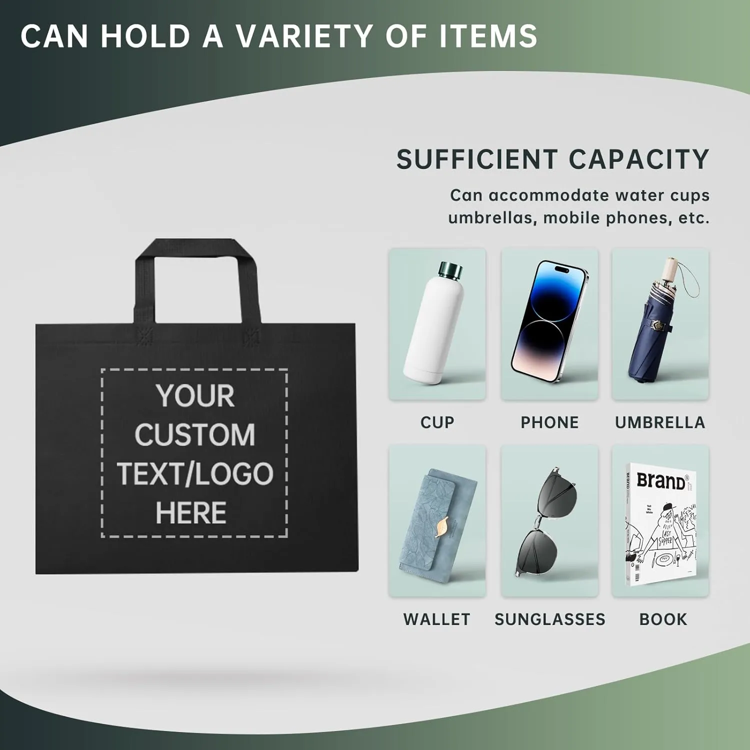 100 Reusable Shopping Bags custom bags with logo-Ideal for Company Promotions, commercial advertising,grocery bags