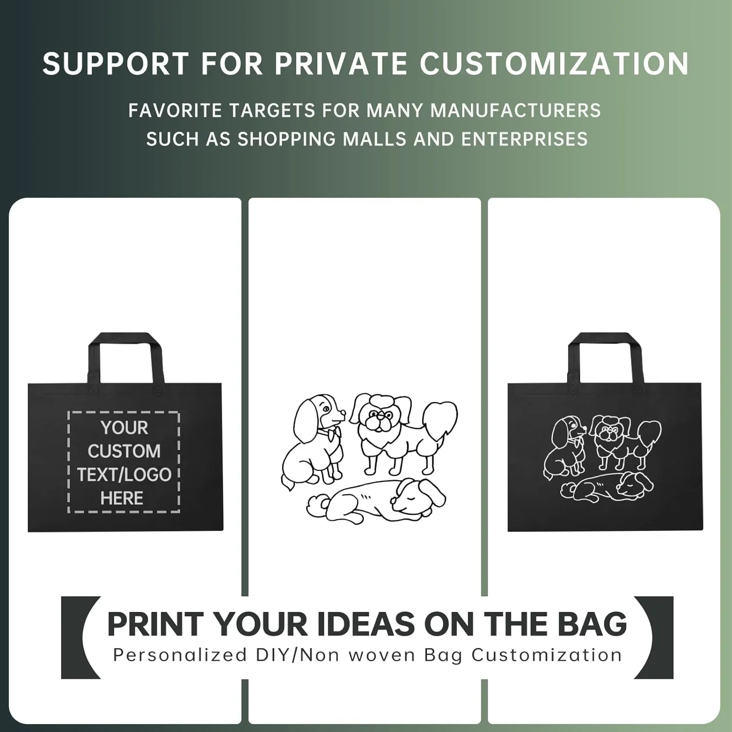 100 Reusable Shopping Bags custom bags with logo-Ideal for Company Promotions, commercial advertising,grocery bags