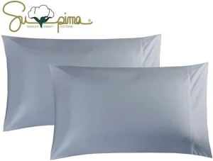 100% Supima Cotton 600 Thread Count King Pillowcase Set of 2, Luxury Hotel Pillow Cases,Soft & Silky Sateen Weave, Premium Quality King Pillowcase 2 Pieces (Blue Grey)