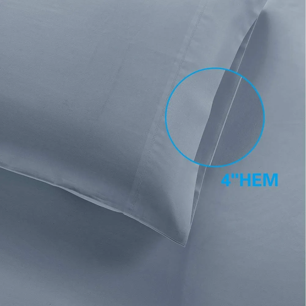 100% Supima Cotton 600 Thread Count King Pillowcase Set of 2, Luxury Hotel Pillow Cases,Soft & Silky Sateen Weave, Premium Quality King Pillowcase 2 Pieces (Blue Grey)