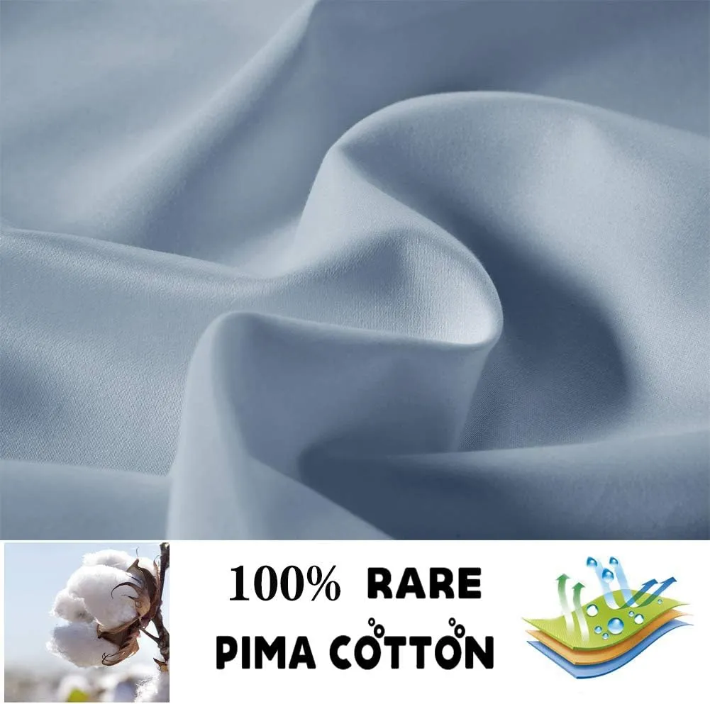 100% Supima Cotton 600 Thread Count King Pillowcase Set of 2, Luxury Hotel Pillow Cases,Soft & Silky Sateen Weave, Premium Quality King Pillowcase 2 Pieces (Blue Grey)