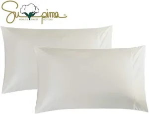 100% Supima Cotton 600 Thread Count King Pillowcase Set of 2, Luxury Hotel Pillow Cases,Soft & Silky Sateen Weave, Premium Quality King Pillowcase 2 Pieces (Ivory, King)