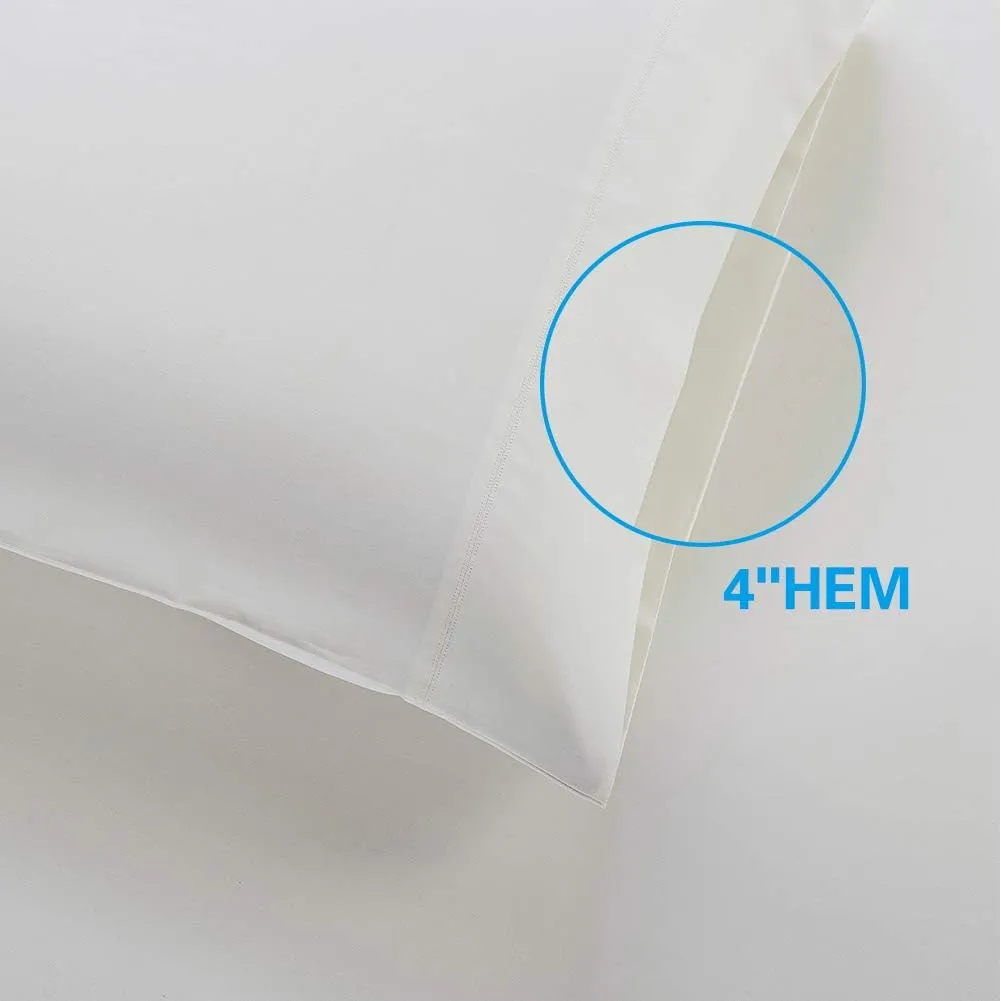 100% Supima Cotton 600 Thread Count King Pillowcase Set of 2, Luxury Hotel Pillow Cases,Soft & Silky Sateen Weave, Premium Quality King Pillowcase 2 Pieces (Ivory, King)