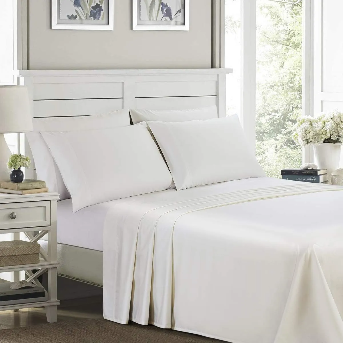 100% Supima Cotton 600 Thread Count King Pillowcase Set of 2, Luxury Hotel Pillow Cases,Soft & Silky Sateen Weave, Premium Quality King Pillowcase 2 Pieces (Ivory, King)