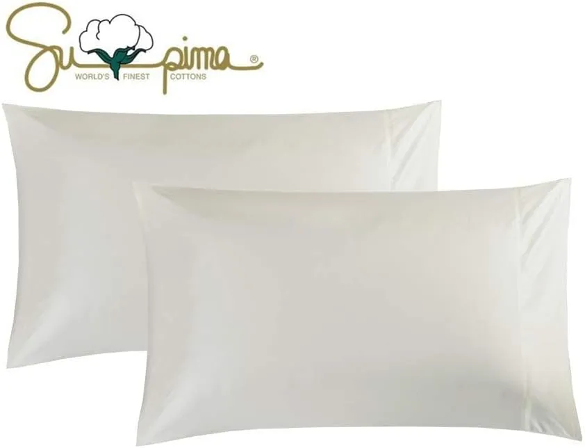 100% Supima Cotton 600 Thread Count King Pillowcase Set of 2, Luxury Hotel Pillow Cases,Soft & Silky Sateen Weave, Premium Quality King Pillowcase 2 Pieces (Ivory, King)