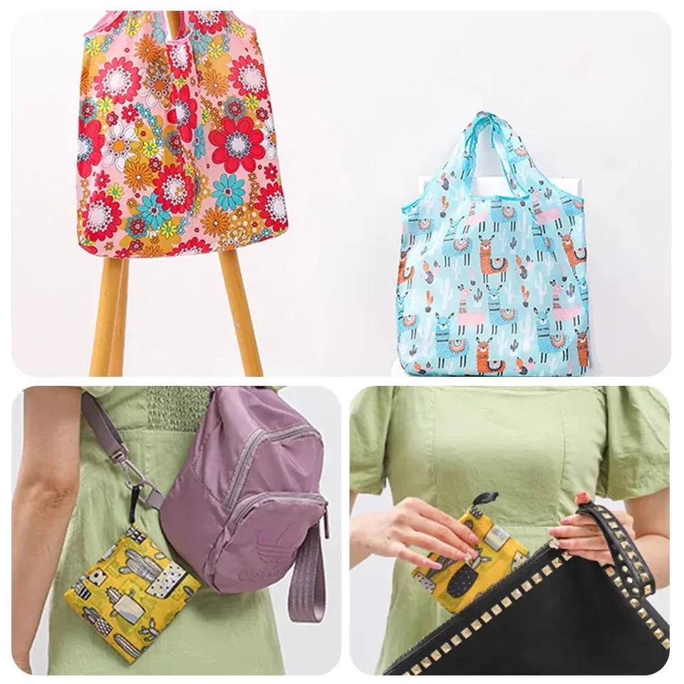 10Pcs Waterproof Capacity Shopping Bags Foldable Grocery Bags SetHandle Design ReusableTote Bags Eco-Friendly for Grocery