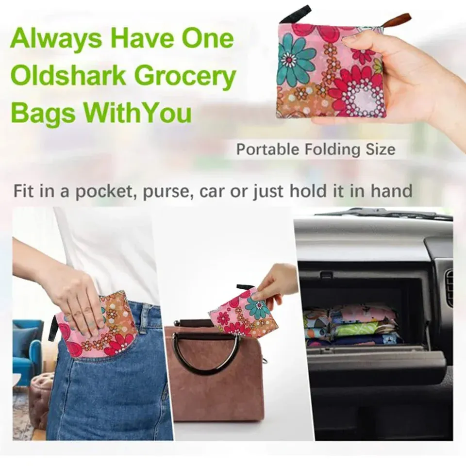 10Pcs Waterproof Capacity Shopping Bags Foldable Grocery Bags SetHandle Design ReusableTote Bags Eco-Friendly for Grocery