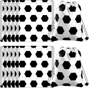 12 Pcs 17 Inch Soccer Style Drawstring Bag Sports Ball Backpack Drawstring Sack Cinch Bags for Team Gift Party Favors