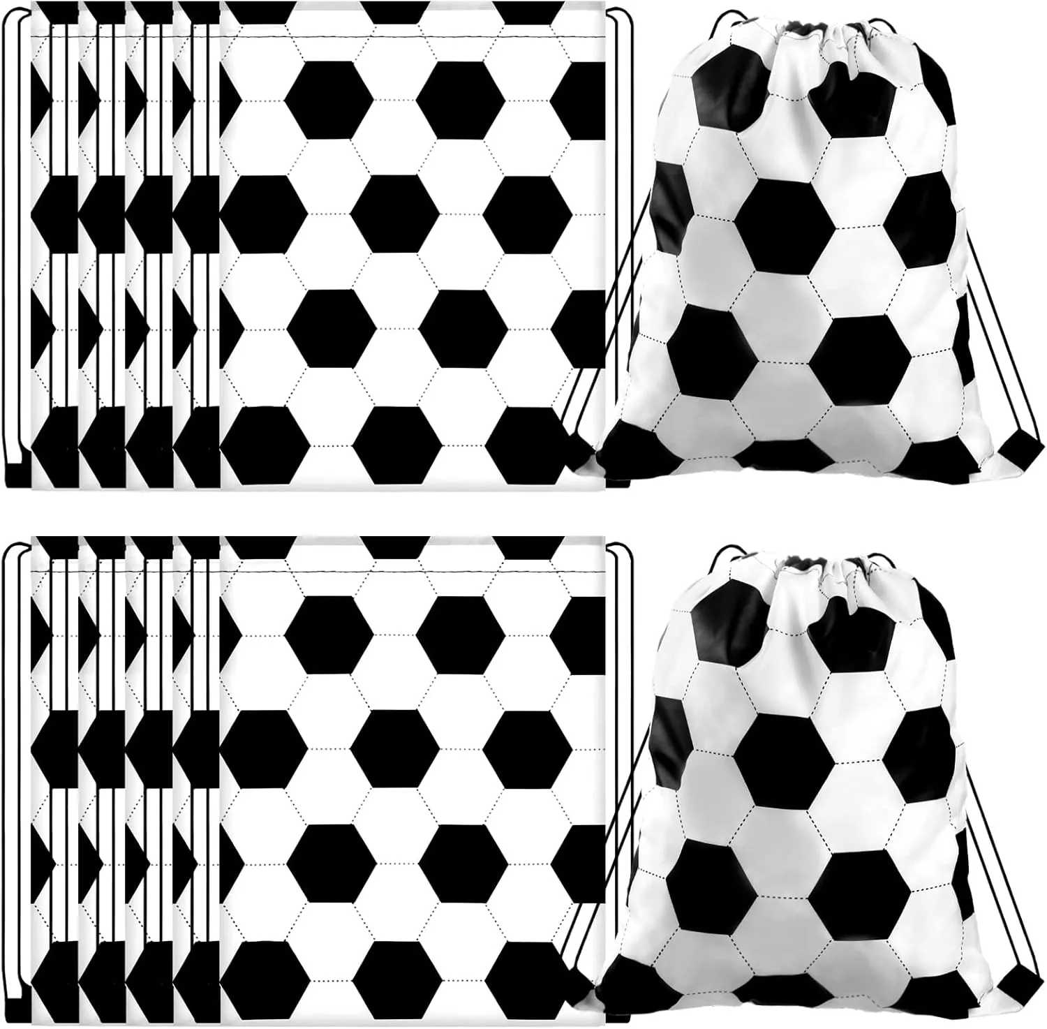 12 Pcs 17 Inch Soccer Style Drawstring Bag Sports Ball Backpack Drawstring Sack Cinch Bags for Team Gift Party Favors