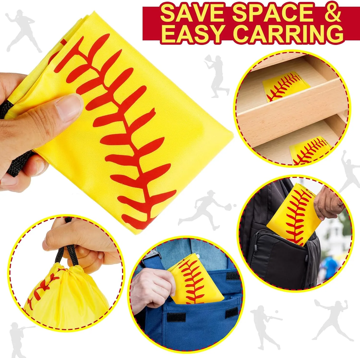 12 Pcs 17 Inch Softball Style Drawstring Bag Sports Ball Backpack Drawstring Sack Cinch Bags for Team Gift Party Favors