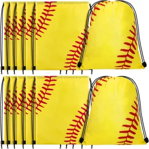 12 Pcs 17 Inch Softball Style Drawstring Bag Sports Ball Backpack Drawstring Sack Cinch Bags for Team Gift Party Favors