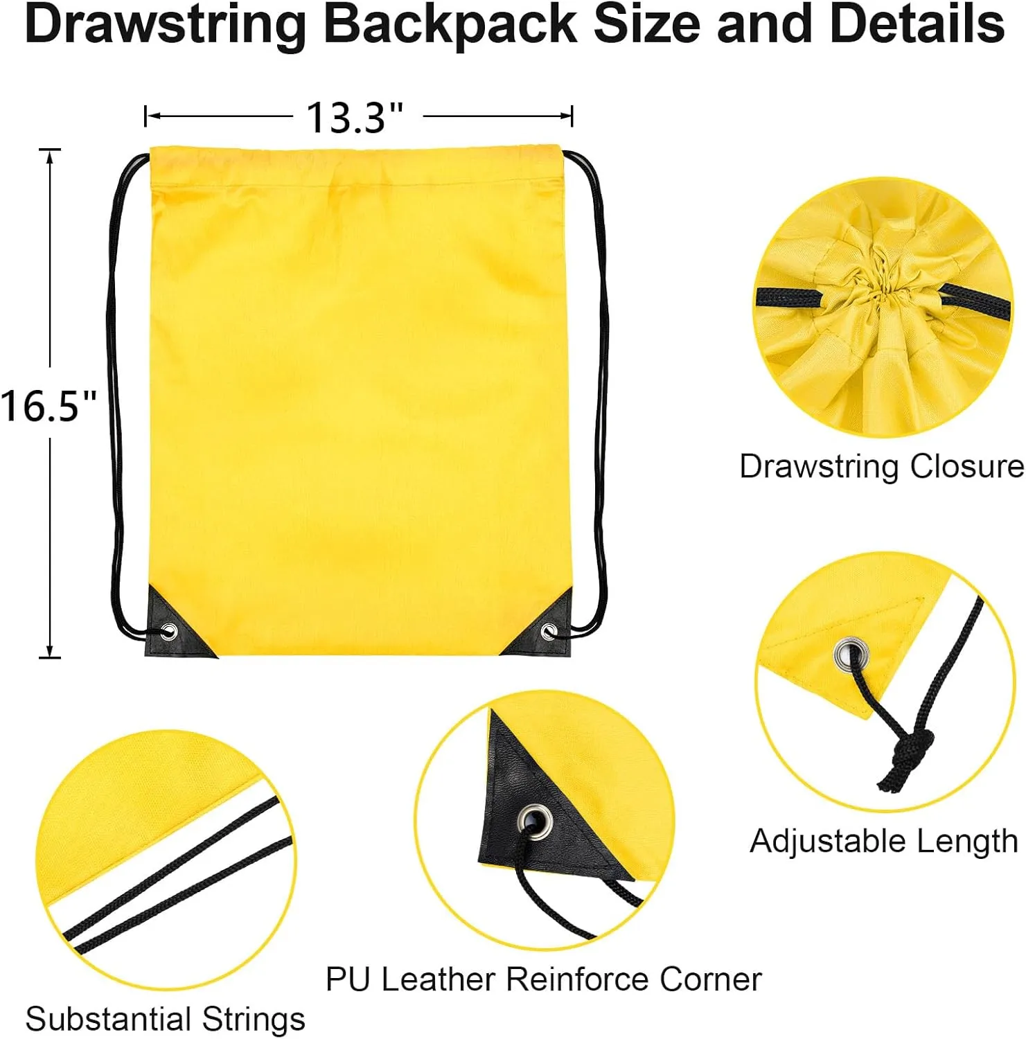 128Pcs Drawstring Bags Bulk Cinch Bag, Polyester String Bag Drawstring Backpack for Trip Party Camping Sports Gym Yoga（Classic）