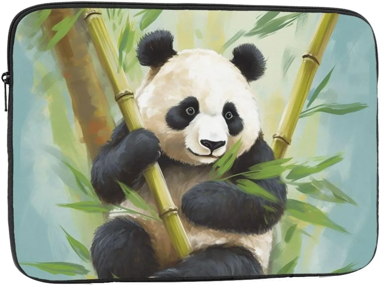 13 Inch Laptop Sleeve Bag Waterproof Shockproof Laptop Case Bag Bamboo with Panda Computer Skin Bags Lightweight Tablet Carrying Case