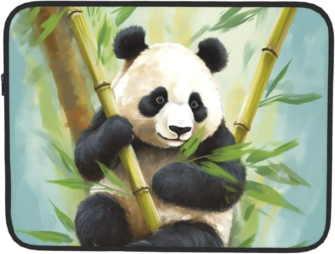 13 Inch Laptop Sleeve Bag Waterproof Shockproof Laptop Case Bag Bamboo with Panda Computer Skin Bags Lightweight Tablet Carrying Case