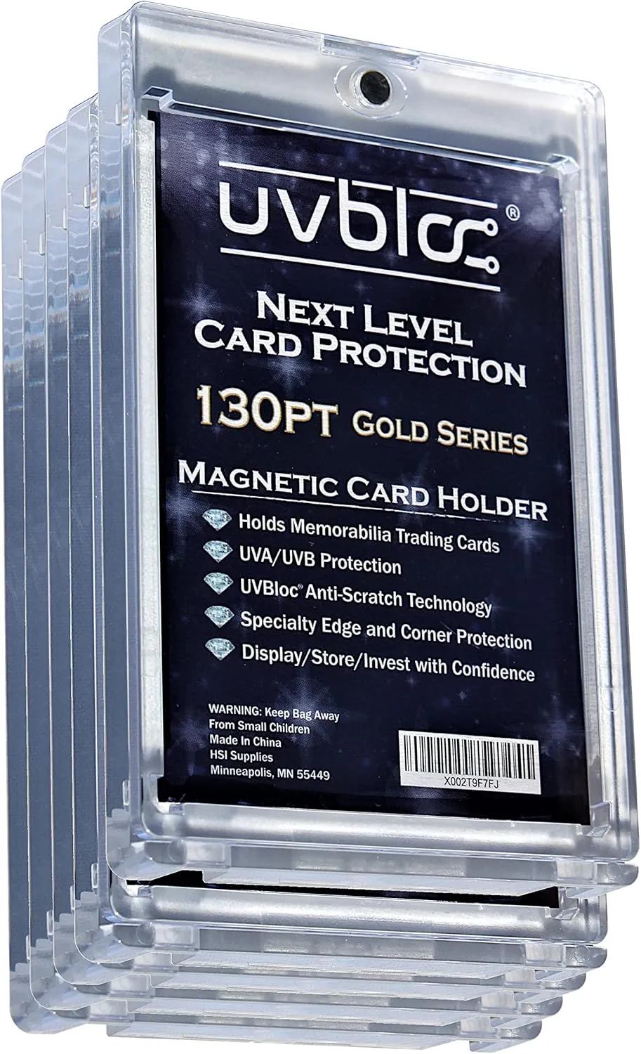 130pt One Touch Card Holders (5 Pack) Magnetic Baseball Card Sleeves for Trading Thick Jersey Patch Cards Hard Case Protectors Sports Football Hockey Basketball Soccer Pokemon