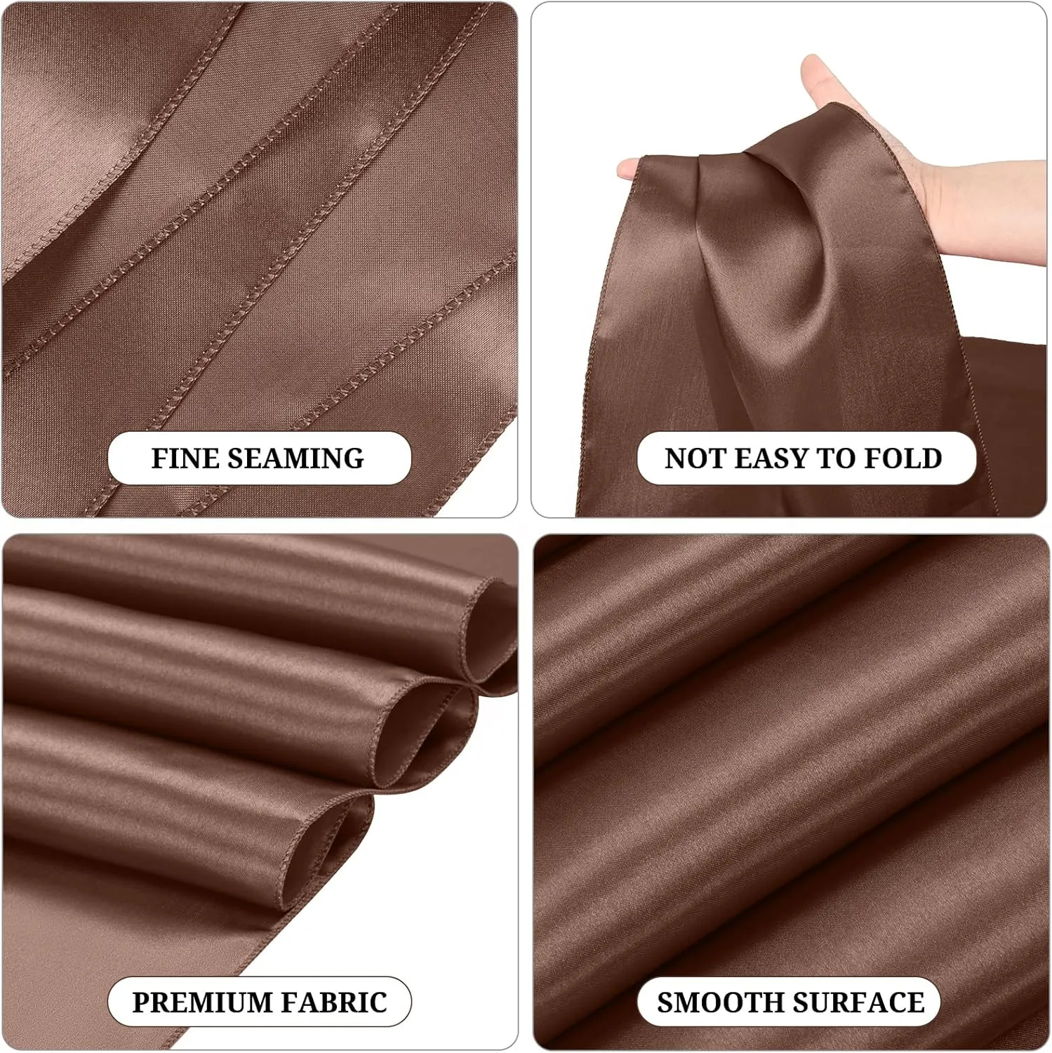 15 Pack Brown Satin Table Runners 12 x 108 Inch Long Table Runners for Rectangle Round Tables, Smooth Satin Table Runner for Wedding,Birthday Party Banquets Graduation Engagements Decoration