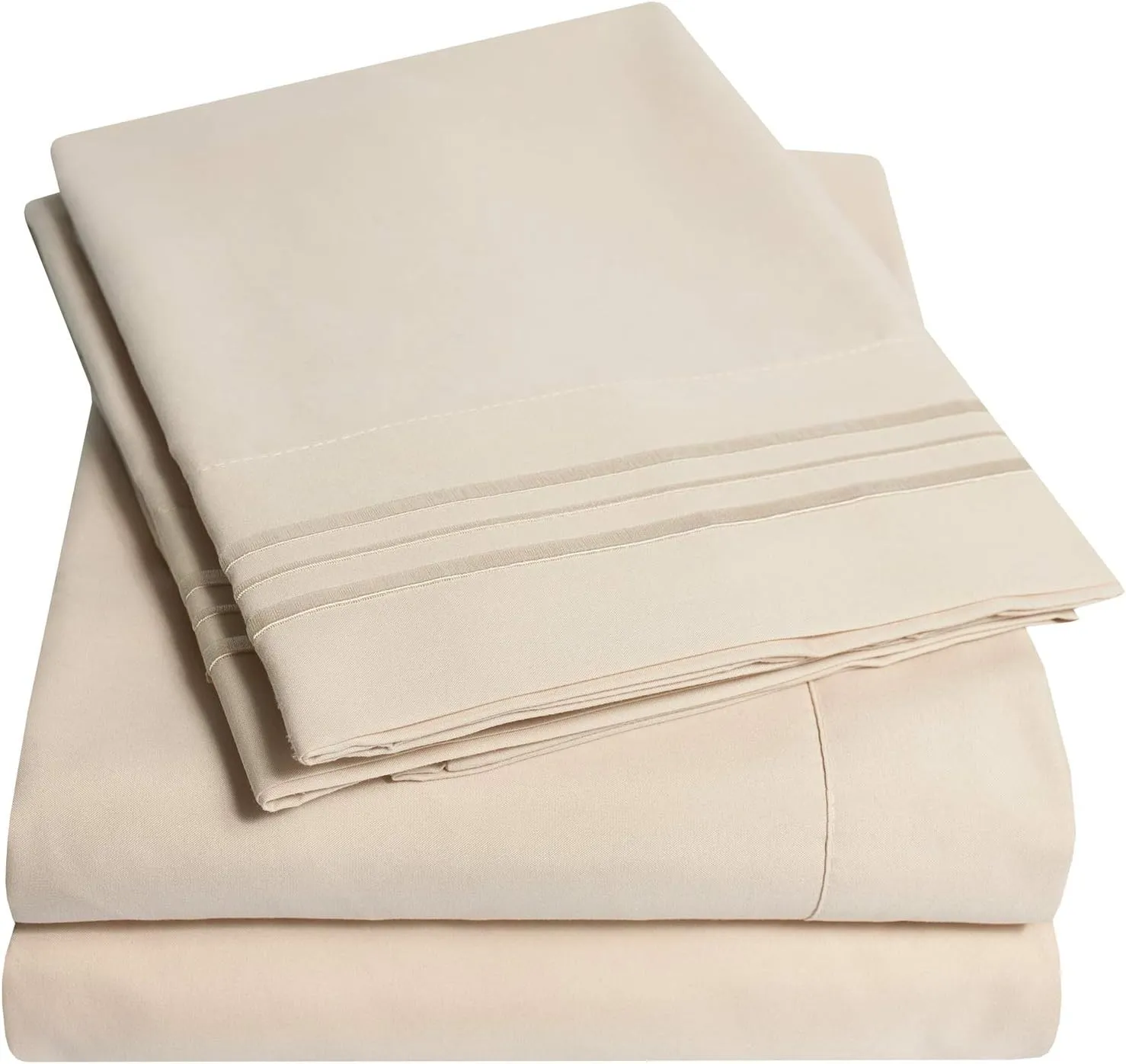 1500 Supreme Collection King Sheet Sets Beige Cream - Luxury Hotel Bed Sheets and Pillowcase Set for King Mattress - Extra Soft, Elastic Corner Straps, Deep Pocket Sheets, King Beige Cream