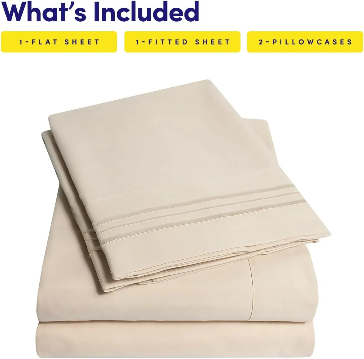 1500 Supreme Collection King Sheet Sets Beige Cream - Luxury Hotel Bed Sheets and Pillowcase Set for King Mattress - Extra Soft, Elastic Corner Straps, Deep Pocket Sheets, King Beige Cream