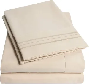 1500 Supreme Collection King Sheet Sets Beige Cream - Luxury Hotel Bed Sheets and Pillowcase Set for King Mattress - Extra Soft, Elastic Corner Straps, Deep Pocket Sheets, King Beige Cream
