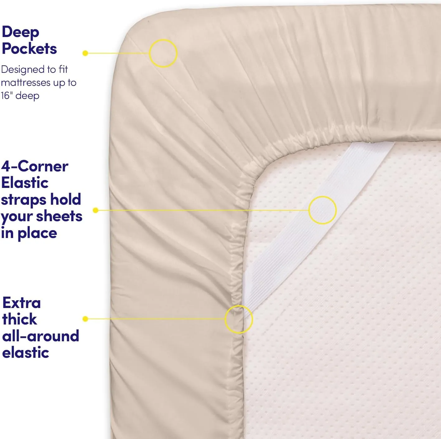 1500 Supreme Collection King Sheet Sets Beige Cream - Luxury Hotel Bed Sheets and Pillowcase Set for King Mattress - Extra Soft, Elastic Corner Straps, Deep Pocket Sheets, King Beige Cream