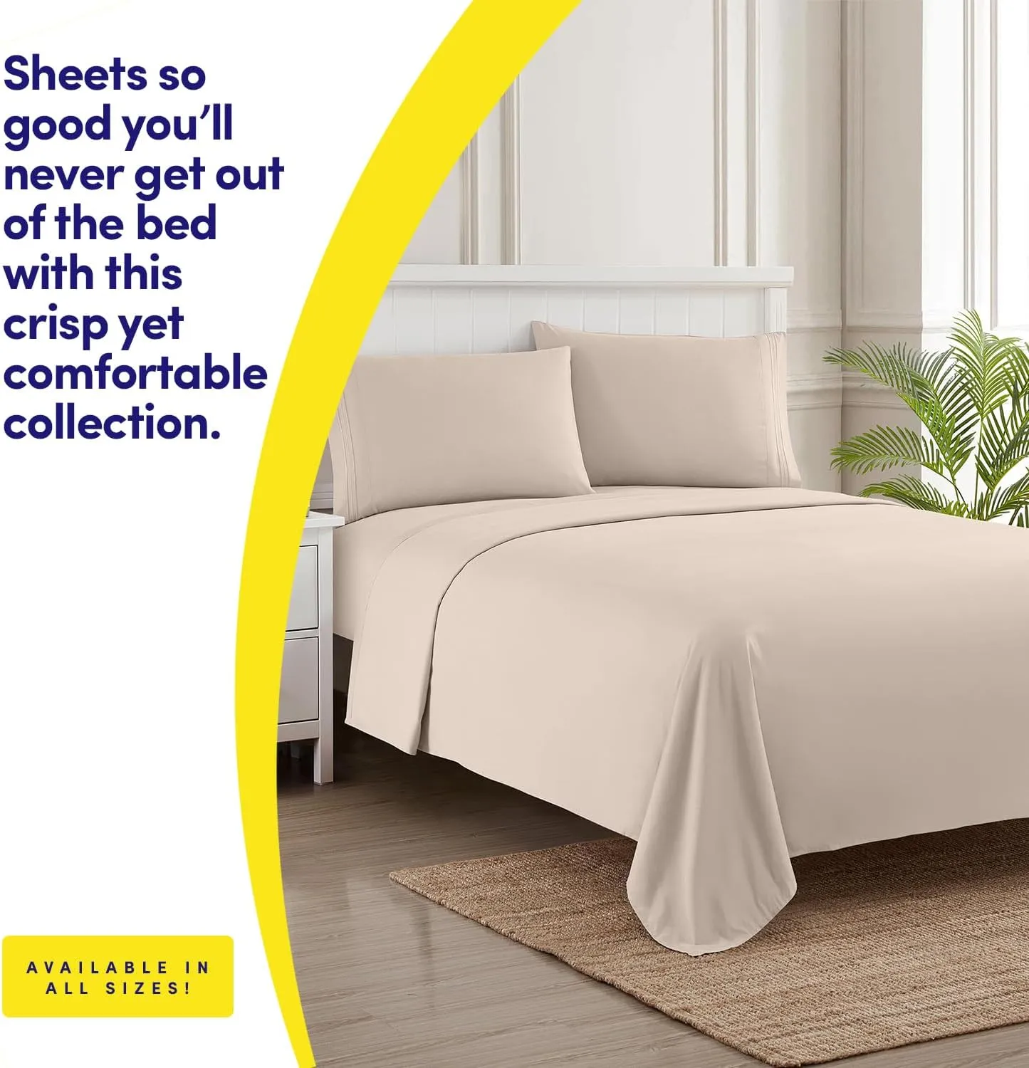 1500 Supreme Collection King Sheet Sets Beige Cream - Luxury Hotel Bed Sheets and Pillowcase Set for King Mattress - Extra Soft, Elastic Corner Straps, Deep Pocket Sheets, King Beige Cream