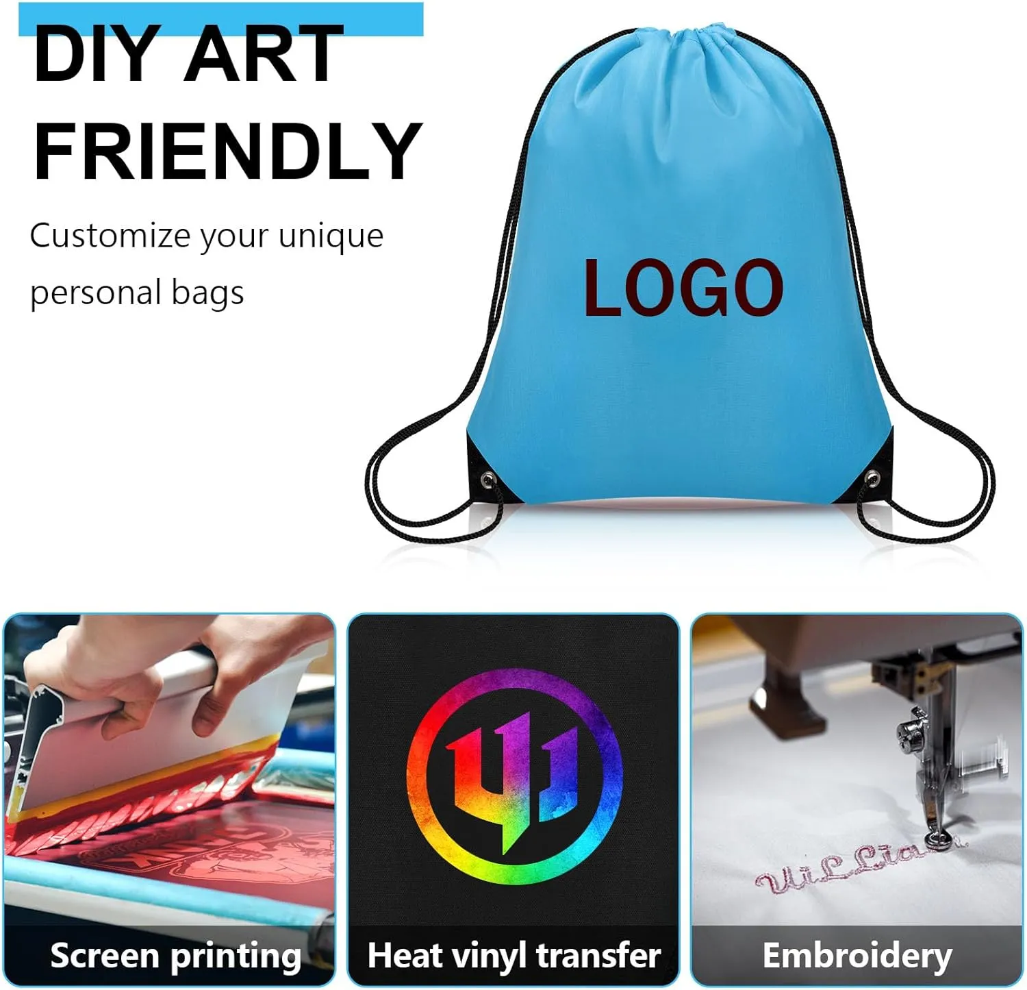 150Pcs Drawstring Backpack Bulk Cinch Sackpack Drawstring Bags Nylon for Gym Party Trip(10 Colors)