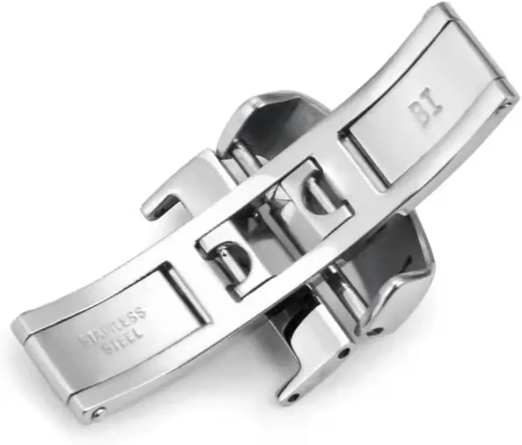 18mm Butterfly Deployment Buckle Automatic Double Click Stainless Steel Strap Button 20mm Stainless Steel Clasp Folding Clasp