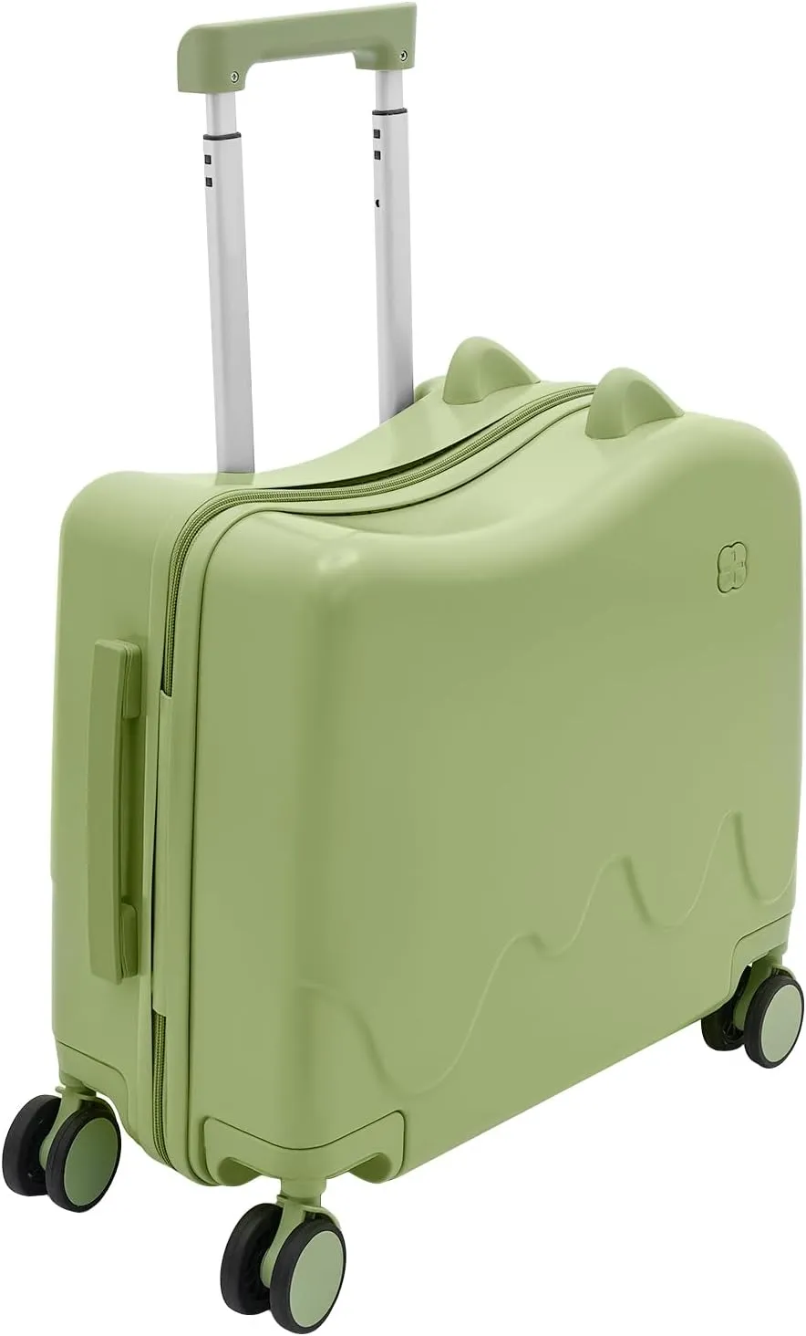 18" Kids Riding Suitcase, Rectangular Kids Luggage, Travel Trolley Case, Freestanding Rolling Luggage with Lock for Short Trips, School Trips, Outings (Olive Green)