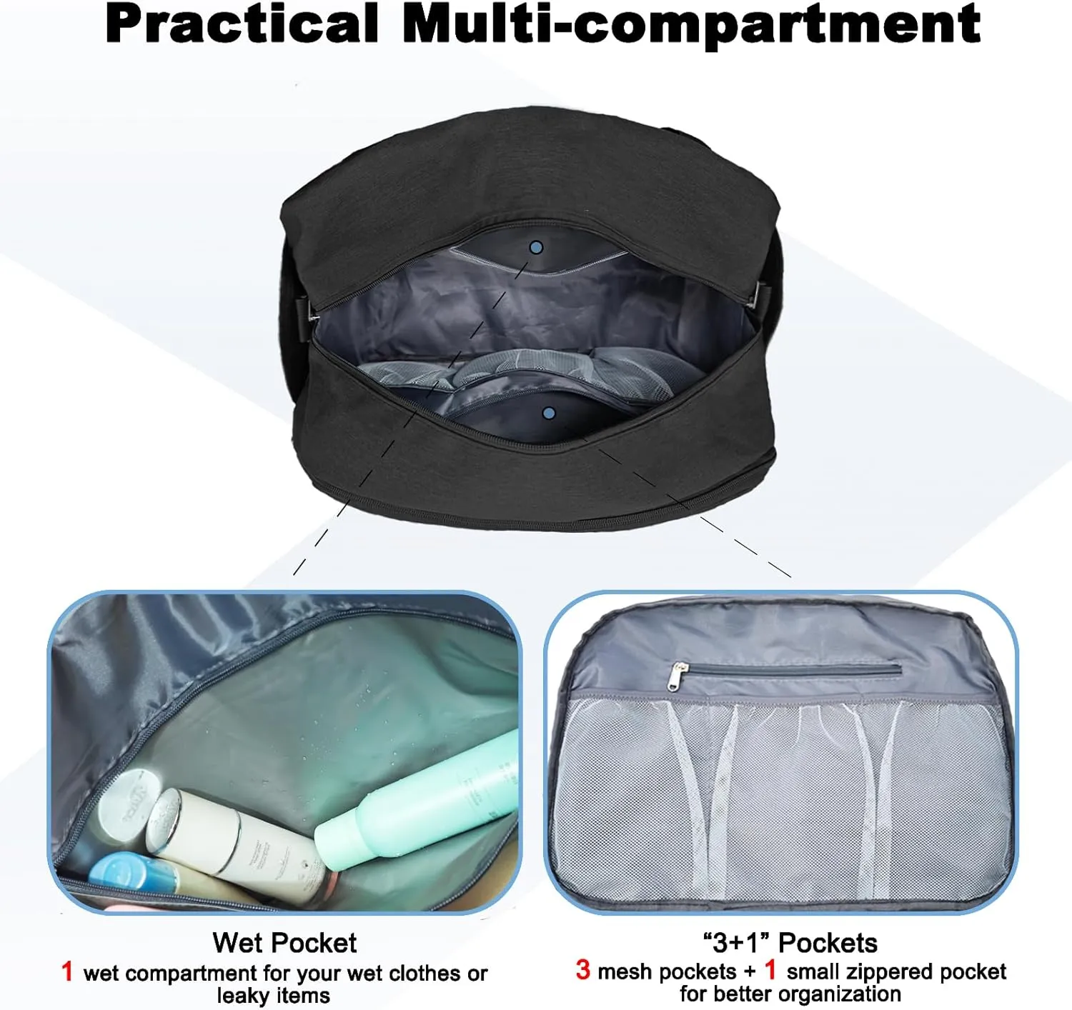 18" Small Carry on Bags for Airplanes with Laptop & Wet Compartment Underseat for Spirit Airlines Personal Item Travel Bag 18x14x8 in Duffle Gym Bag for Women Men