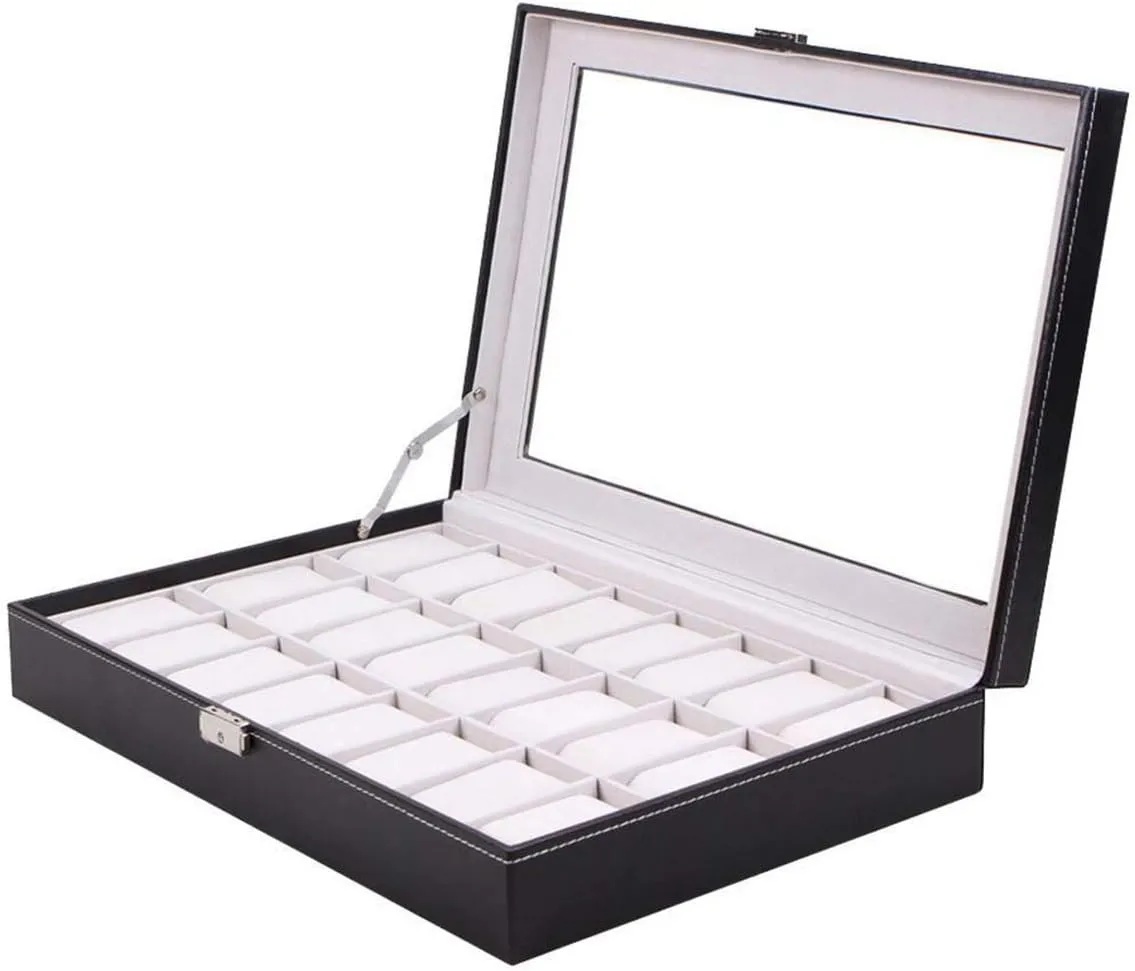 2 3 5 6 10 12 20 24 Grid Pu Leather Case Organizer Watch Holder Watches Box For Jewelry Gift Box For Display