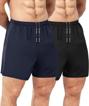 2 Pack Men's Gym Workout Shorts - 5'' Quick Dry Athletic Running Shorts for Casual Basketball with Zipper Pockets
