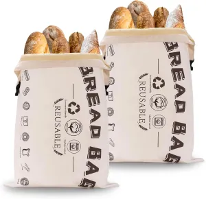 2 Packs Reusable Sourdough Bread Bags，Cotton Beeswax Bags for Homemade Bread，Large Storage Containers to Keep Homemade Sourdough Fresh