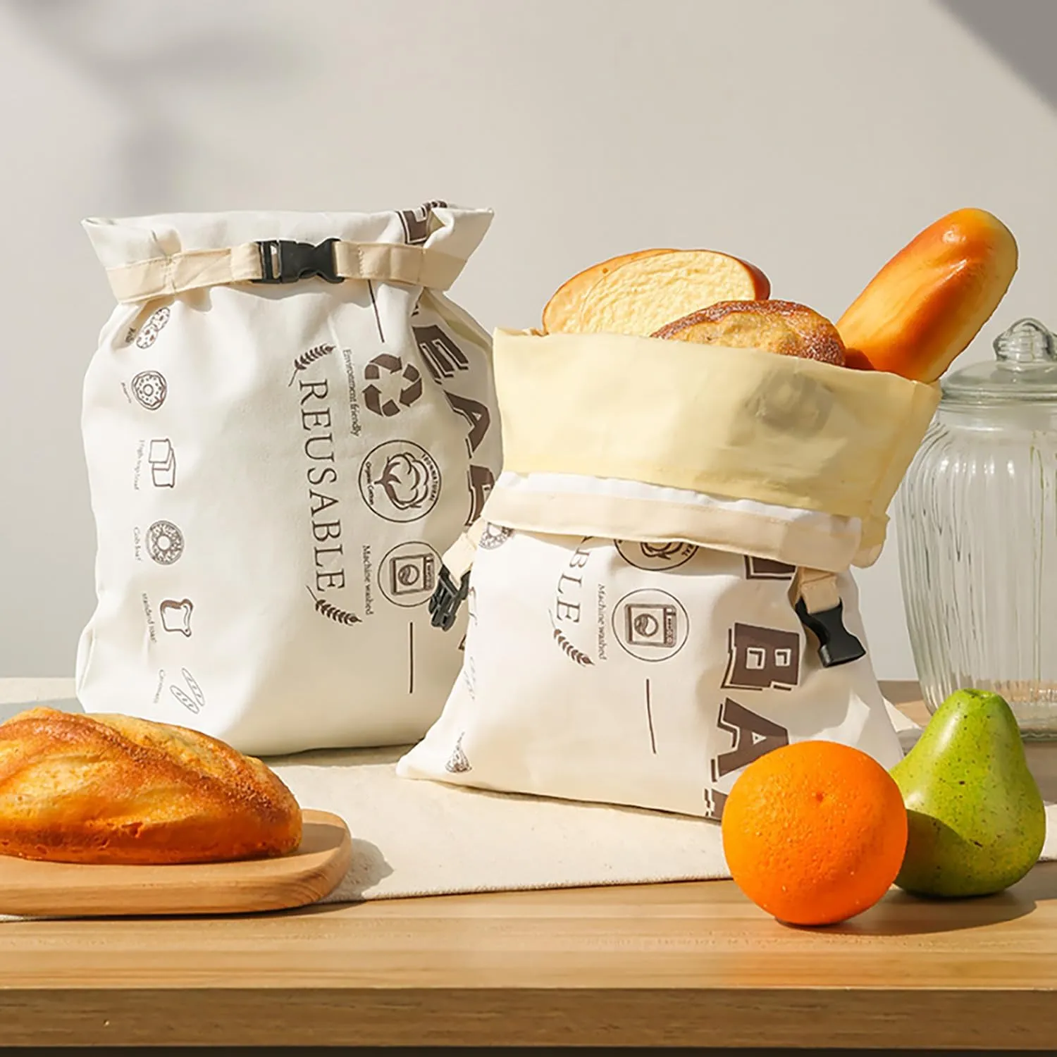 2 Packs Reusable Sourdough Bread Bags，Cotton Beeswax Bags for Homemade Bread，Large Storage Containers to Keep Homemade Sourdough Fresh