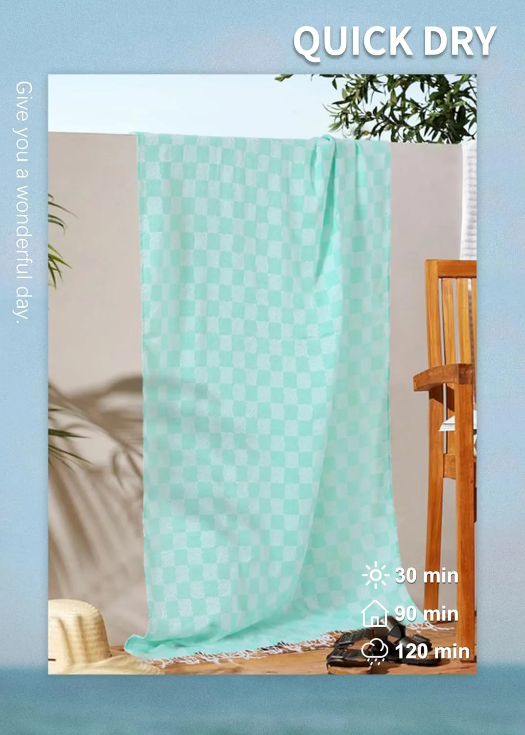 2 Packs Turkish Beach Towel Blanket Pool Towels Travel Sand Proof Thin Absorbent Packable Sandless Sandproof Light Weight Repellent Boho not Microfiber Thick Terry Clip Band Personalized Custom