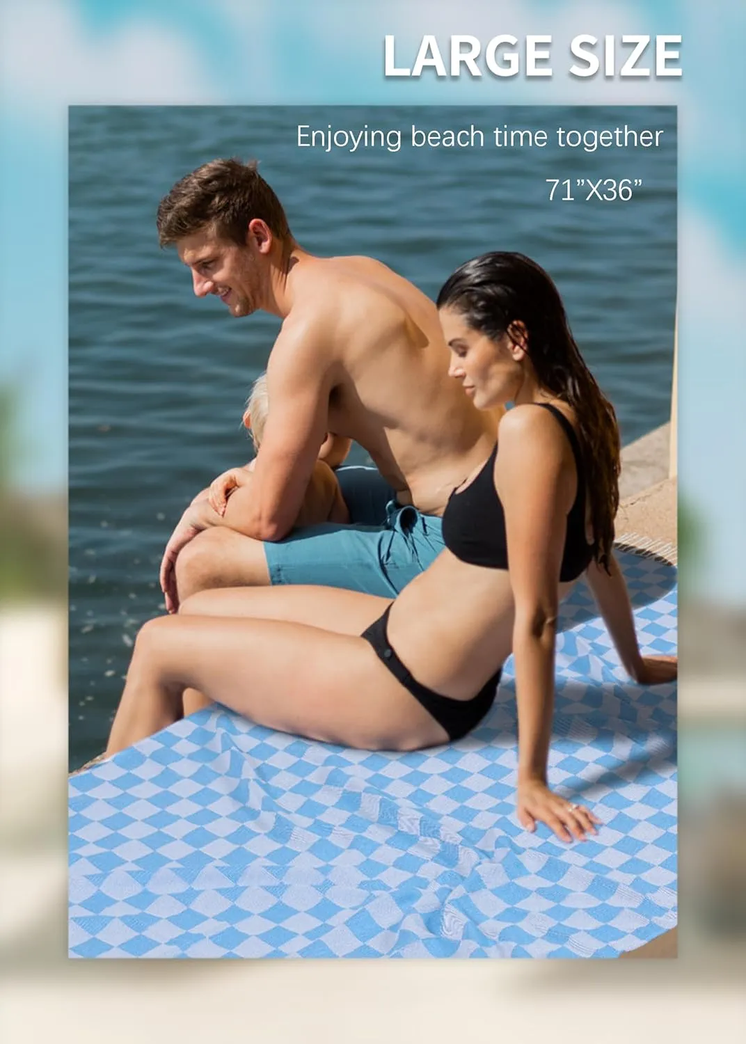 2 Packs Turkish Beach Towel Blanket Pool Towels Travel Sand Proof Thin Absorbent Packable Sandless Sandproof Light Weight Repellent Boho not Microfiber Thick Terry Clip Band Personalized Custom
