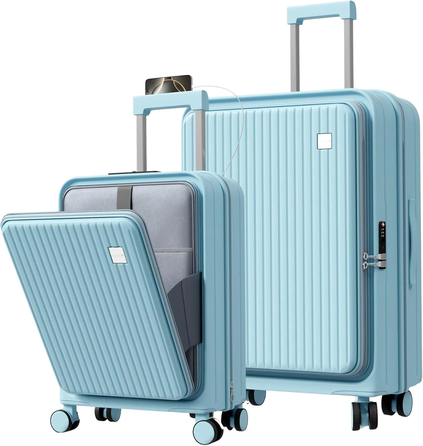2-Piece Hardside Luggage Set with TSA Lock – 20" Carry-On & 28" Checked Suitcase with Wheels, Charging Port – Ideal for International Travel