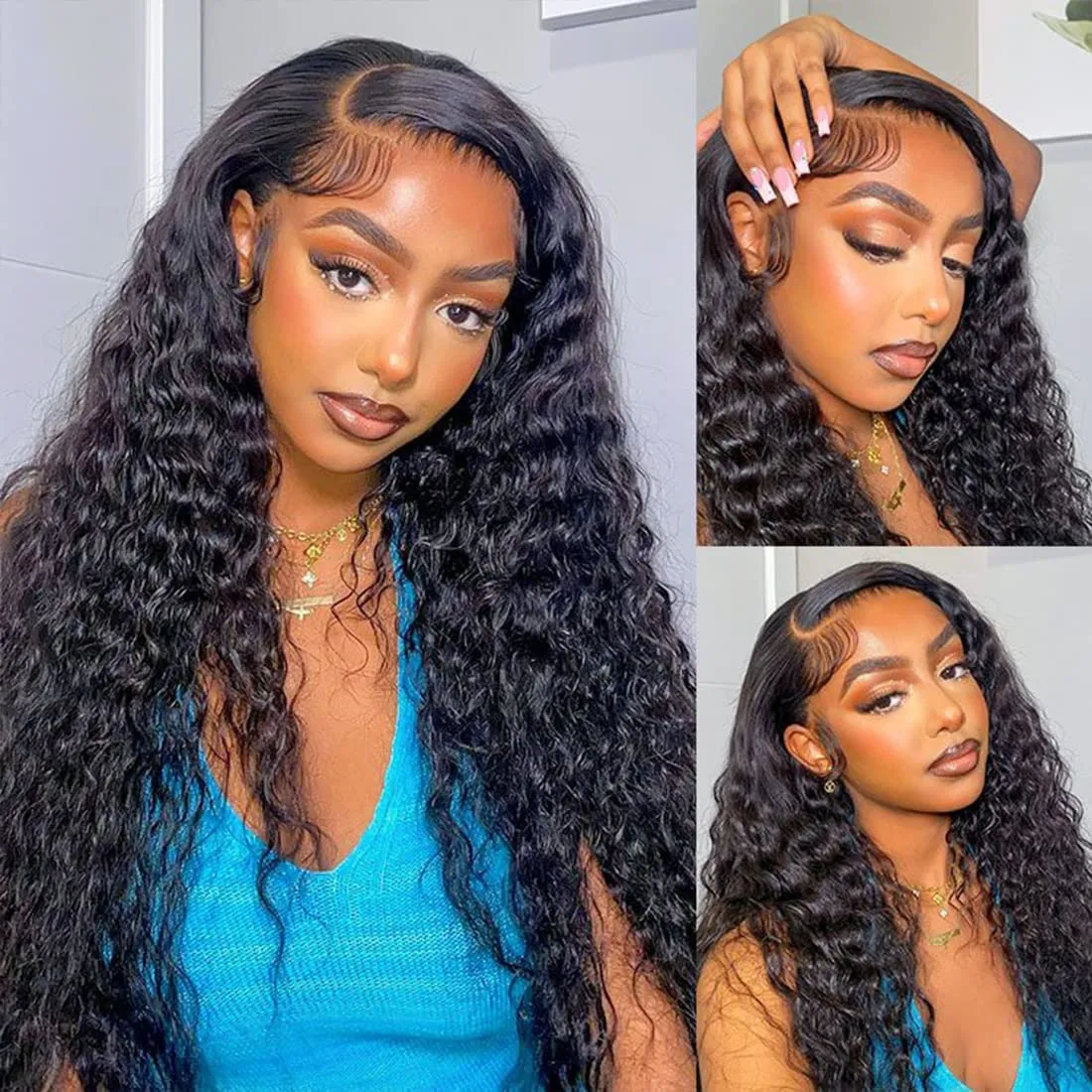 20 Inch Deep Wave Lace Front Wigs Human Hair 13x4 HD Lace Frontal Human Hair Wig 180% Density Wet and Wavy Lace Front Wigs Glueless Wigs Pre Plucked Deep Wave Wig